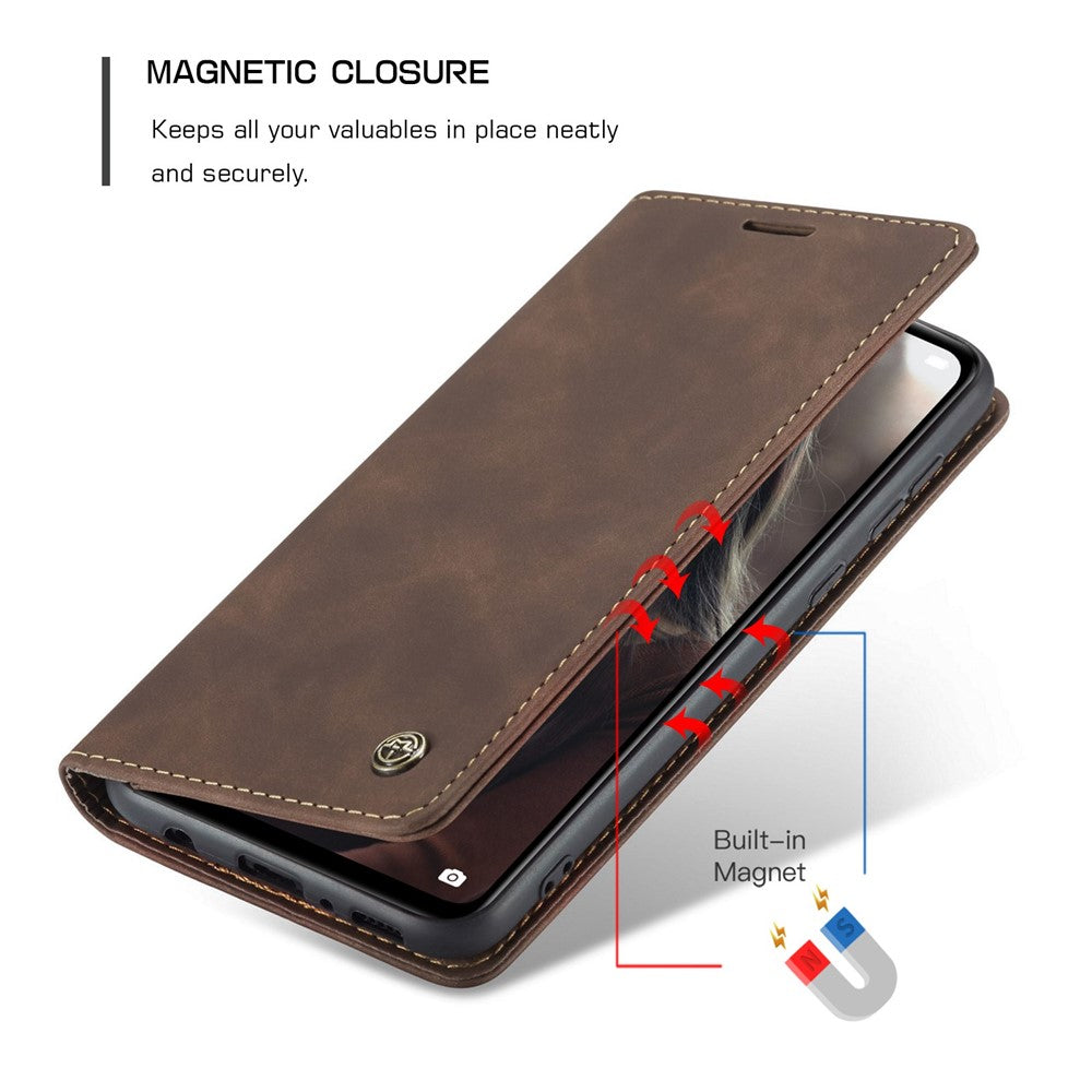 Auto-absorbed Leather Wallet Case for Huawei P30 Lite New Edition/P30 Lite/nova 4e - Coffee