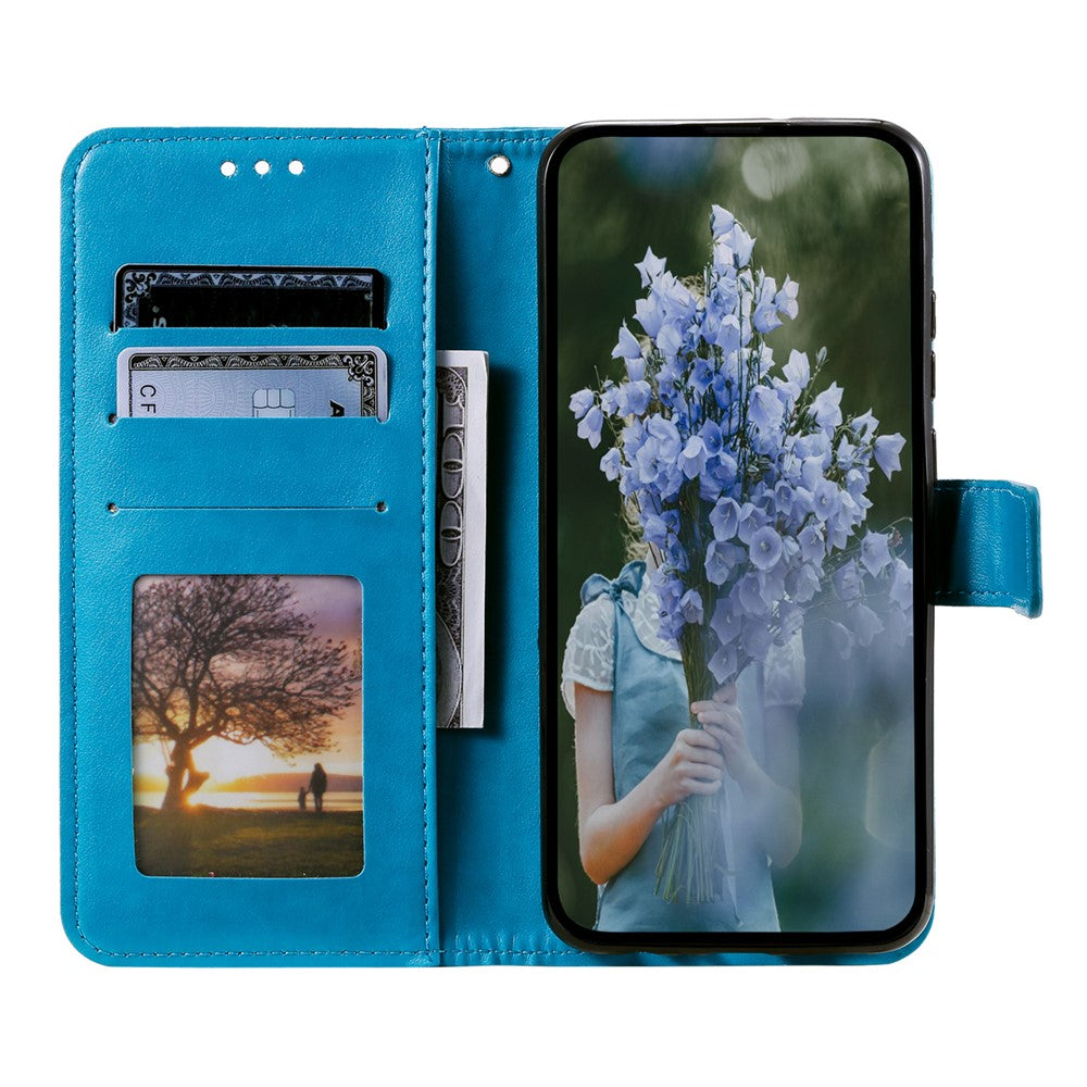 For Samsung Galaxy S25 Case Imprinted Totem PU Leather Wallet Stand Phone Cover - Blue