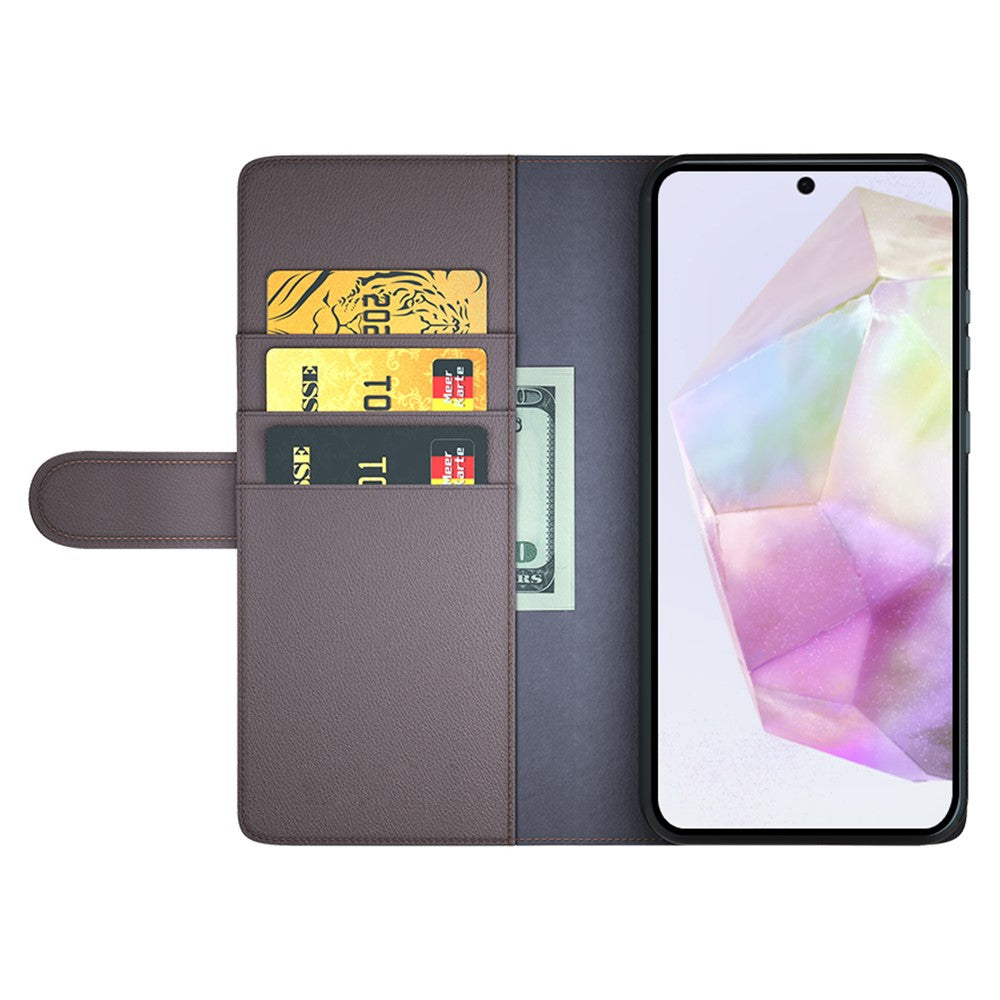For Samsung Galaxy A36 5G / A56 5G Case  Split Leather Phone Cover with Wallet Stand - Brown