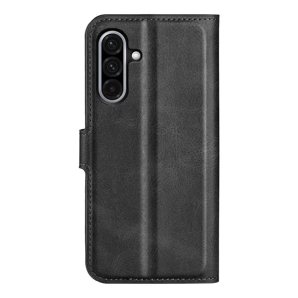 For Samsung Galaxy A36 5G / A56 5G Stand Case Protective surface Calf Texture Leather Phone Cover - Black