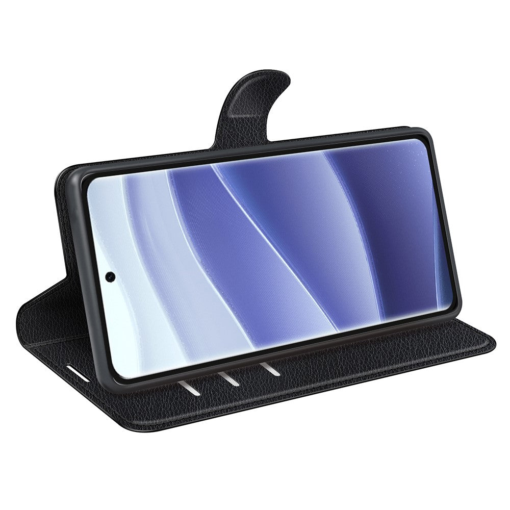 For Xiaomi Redmi Note 14 Pro 5G / Poco X7 5G Case Litchi Texture Leather Wallet Phone Cover - Black