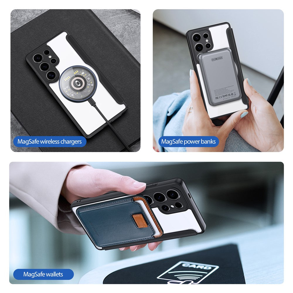 For Samsung Galaxy S25 Ultra Leather Case Flip Cover Magnetic Case - Black