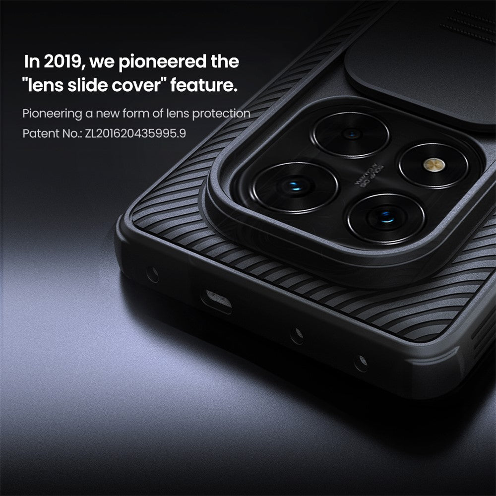 for Xiaomi Redmi Note 14 Pro 5G / Poco X7 5G Case PC+TPU Slide Camera Lid Phone Cover - Black