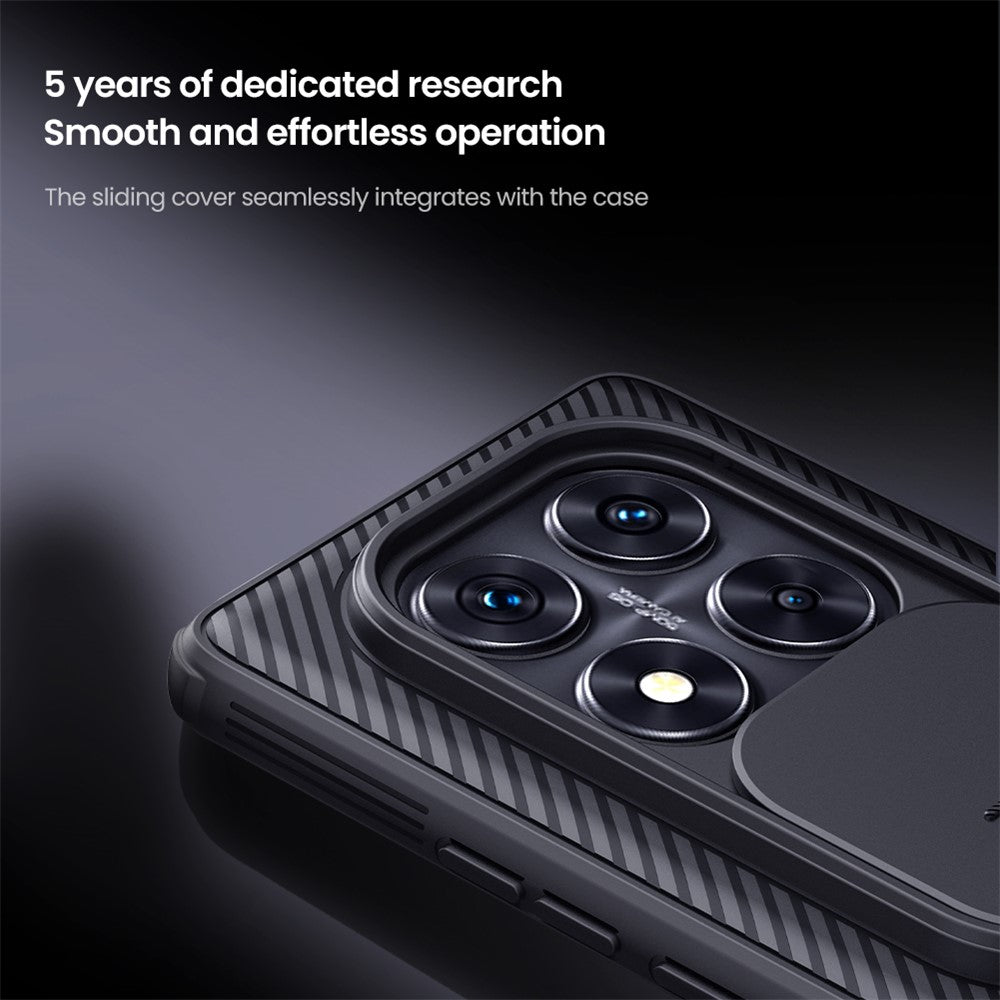 for Xiaomi Redmi Note 14 Pro 5G / Poco X7 5G Case PC+TPU Slide Camera Lid Phone Cover - Black