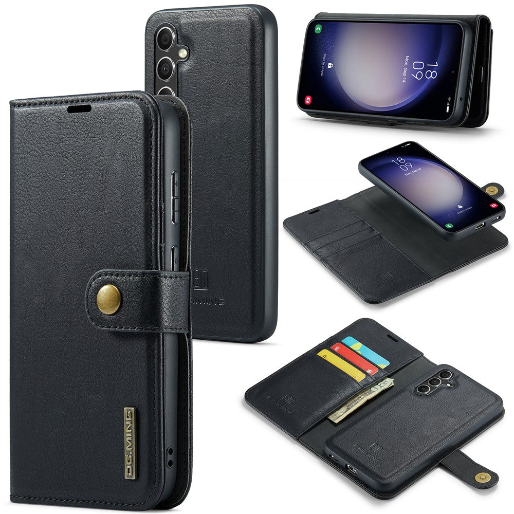for Samsung Galaxy A36 5G Case Detachable Split Leather Phone Cover - Black