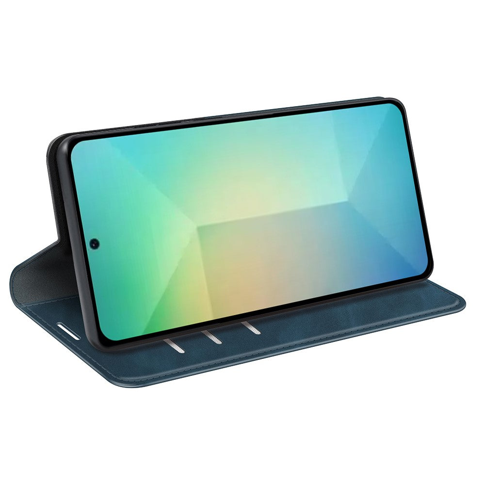 For Samsung Galaxy S25 Case Skin-Touch Leather Wallet Phone Cover - Blue