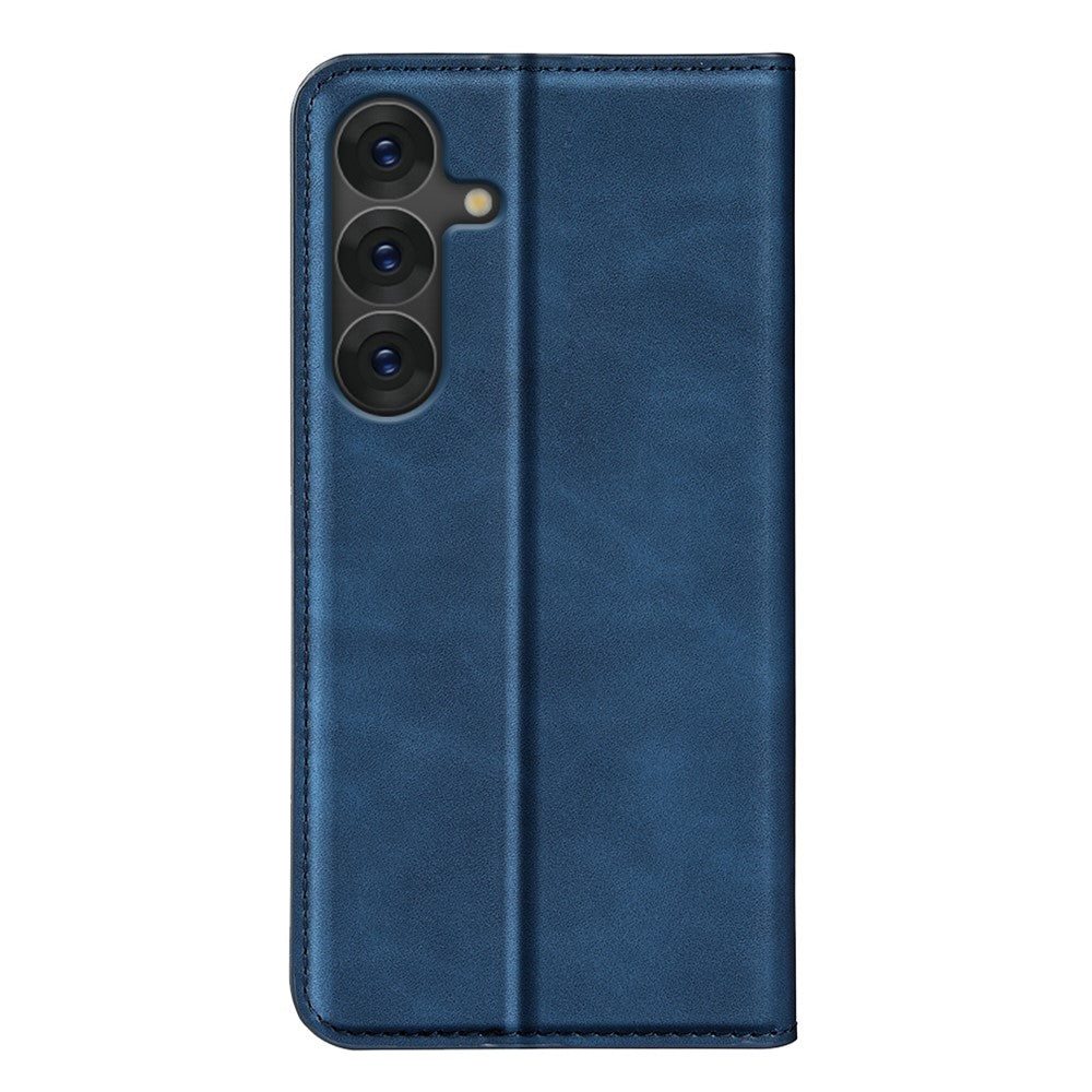 For Samsung Galaxy S25 Case Skin-Touch Leather Wallet Phone Cover - Blue