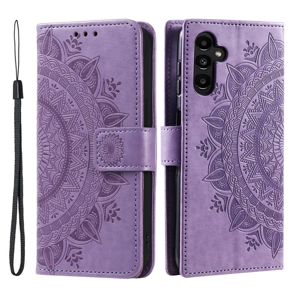 For Samsung Galaxy A56 5G Case Imprinted Totem PU Leather Wallet Stand Phone Cover - Purple