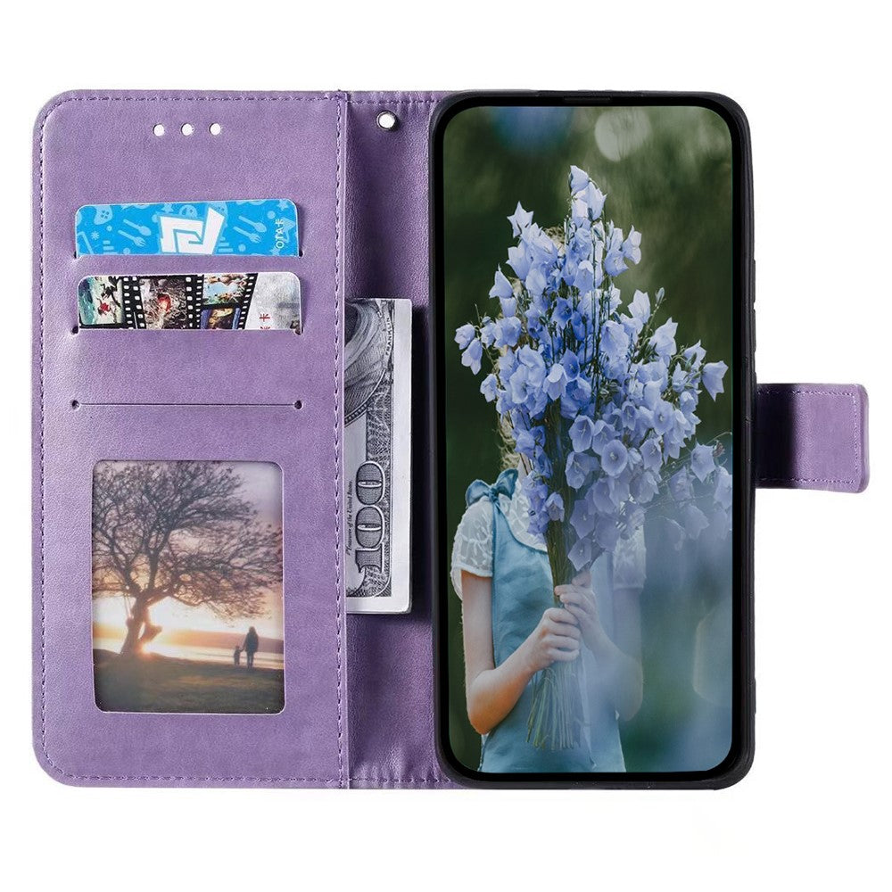 For Samsung Galaxy A56 5G Case Imprinted Totem PU Leather Wallet Stand Phone Cover - Purple