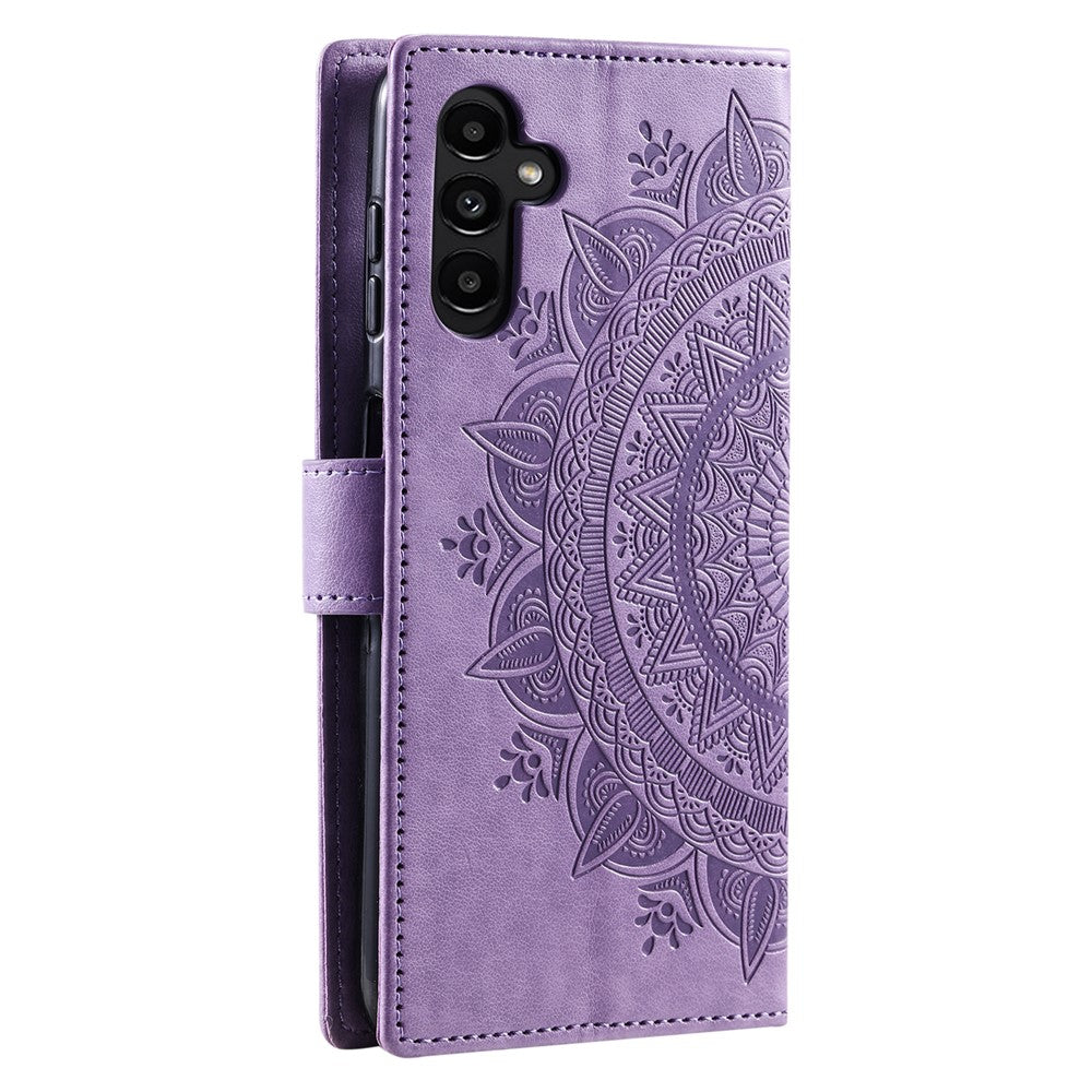 For Samsung Galaxy A56 5G Case Imprinted Totem PU Leather Wallet Stand Phone Cover - Purple