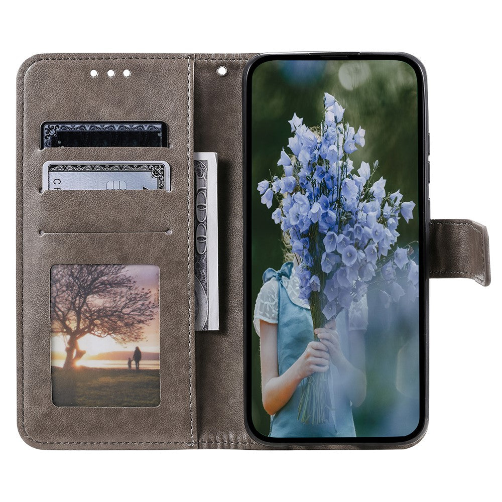 For Samsung Galaxy A56 5G Case Imprinted Totem PU Leather Wallet Stand Phone Cover - Grey