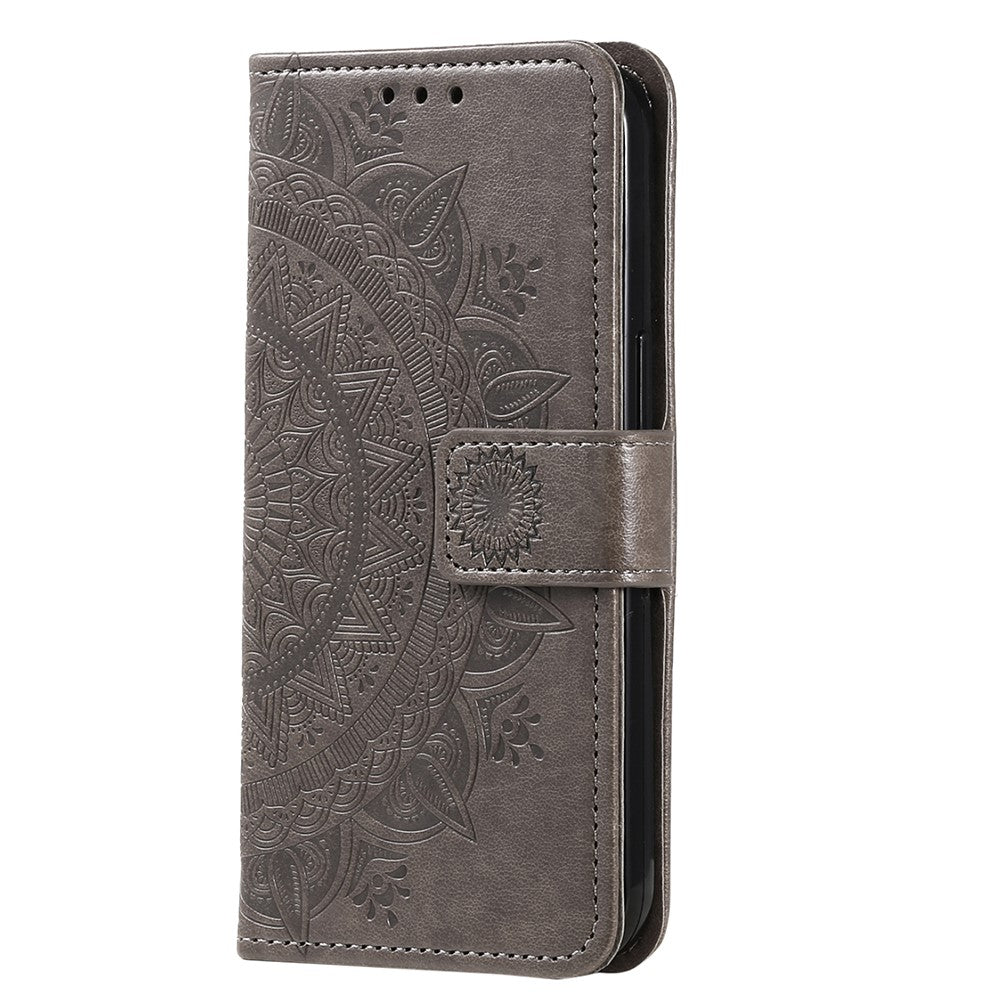 For Samsung Galaxy A56 5G Case Imprinted Totem PU Leather Wallet Stand Phone Cover - Grey