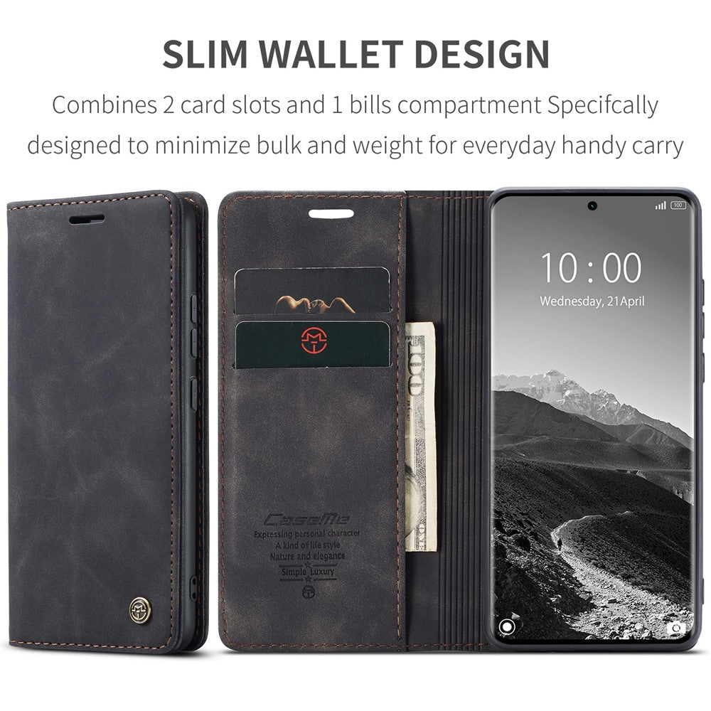 For Xiaomi Redmi Note 14 Pro+ 5G / 14 Pro 5G / Poco X7 5G Case Card Holder Stand Leather Phone Cover - Black