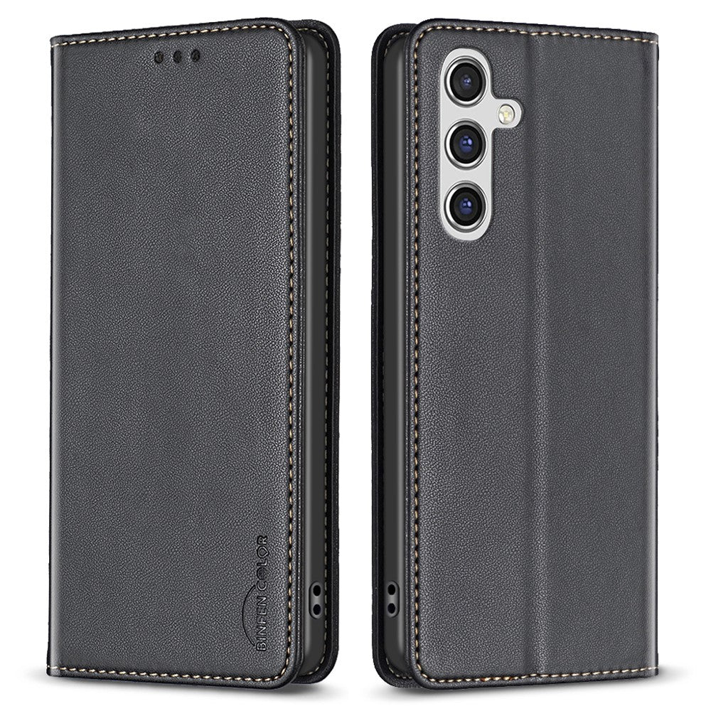  For Samsung Galaxy A56 5G Leather Case Card Slots Phone Cover - Black