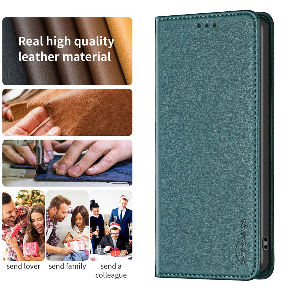  For Samsung Galaxy A56 5G Leather Case Card Slots Phone Cover - Green