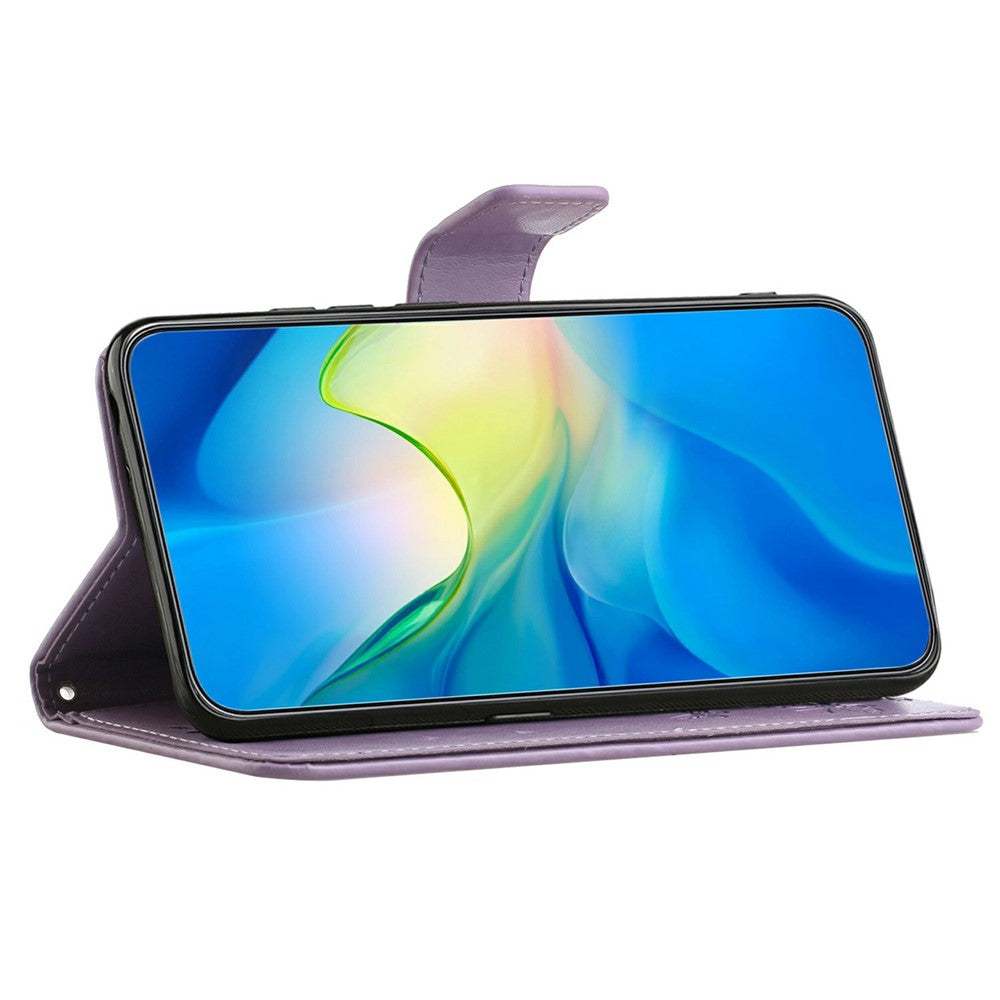 For Samsung Galaxy A17 5G / A17 4G / A26 5G Case Wallet Stand Imprinted Butterfly Flower PU Leather Phone Cover - Purple