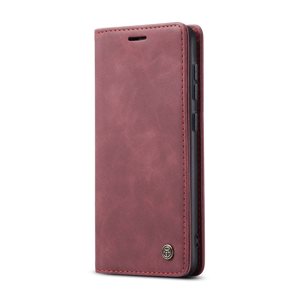 For Samsung Galaxy S25 Case Card Holder Stand Leather Phone Cover - Red