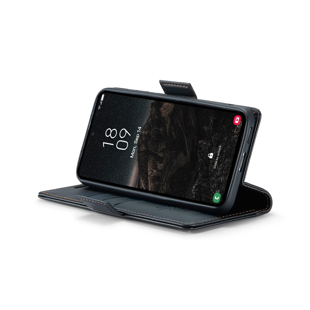 For Samsung Galaxy S25 Leather Case 3 Card Slot Mobile Cover - Black