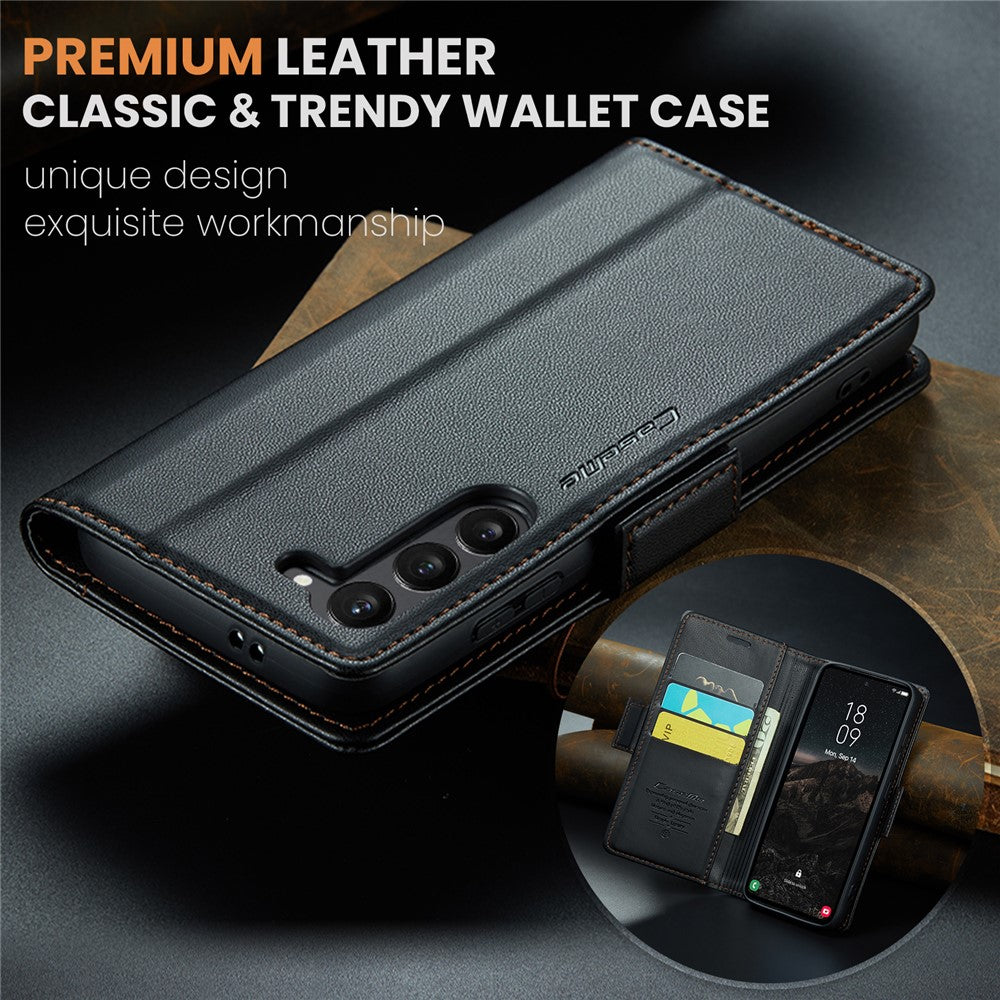 For Samsung Galaxy S25 Leather Case 3 Card Slot Mobile Cover - Black