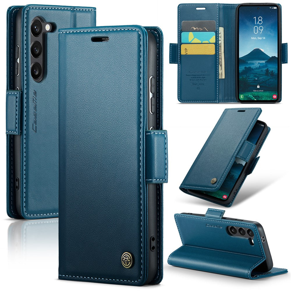 For Samsung Galaxy S25 Leather Case 3 Card Slot Mobile Cover - Blue