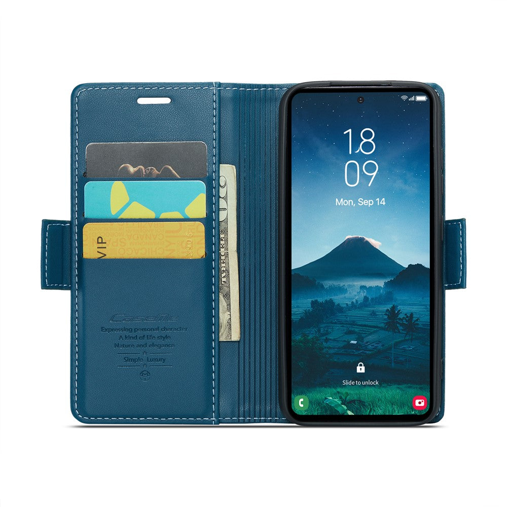 For Samsung Galaxy S25 Leather Case 3 Card Slot Mobile Cover - Blue