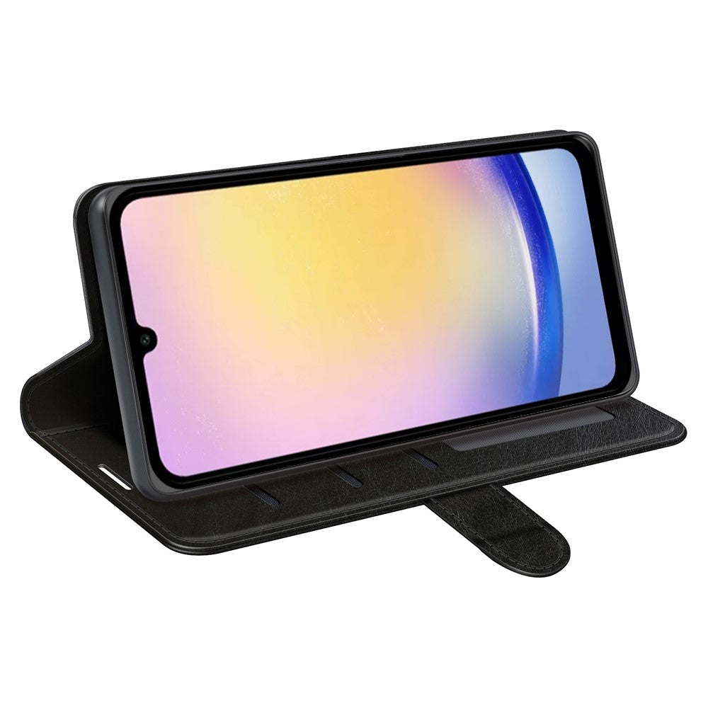 For Samsung Galaxy A26 5G Wallet Case Crazy Horse Texture Stand Leather Phone Cover - Black