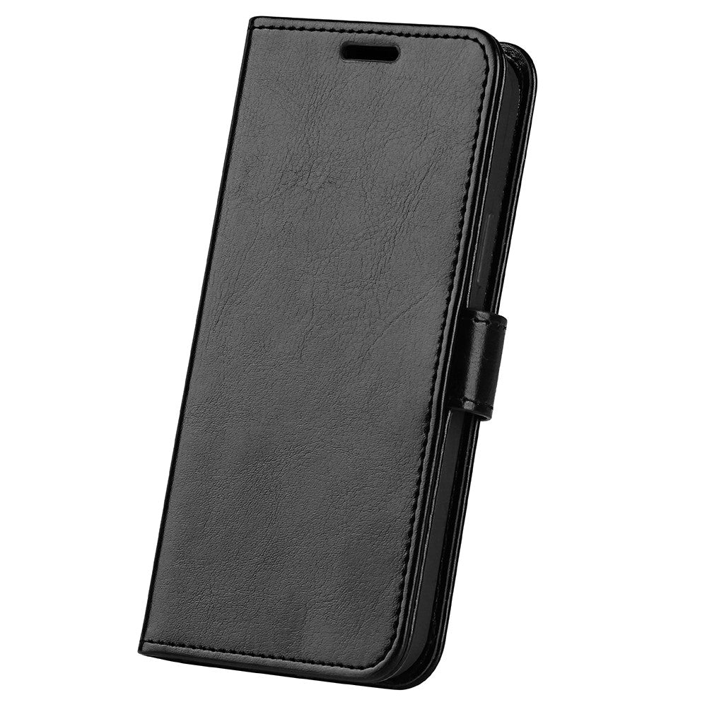 For Samsung Galaxy A26 5G Wallet Case Crazy Horse Texture Stand Leather Phone Cover - Black