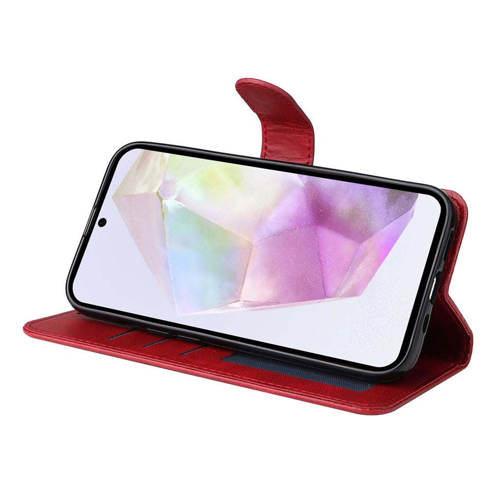 For Samsung Galaxy A56 5G Case Wallet PU Leather Folio Flip Phone Cover - Red