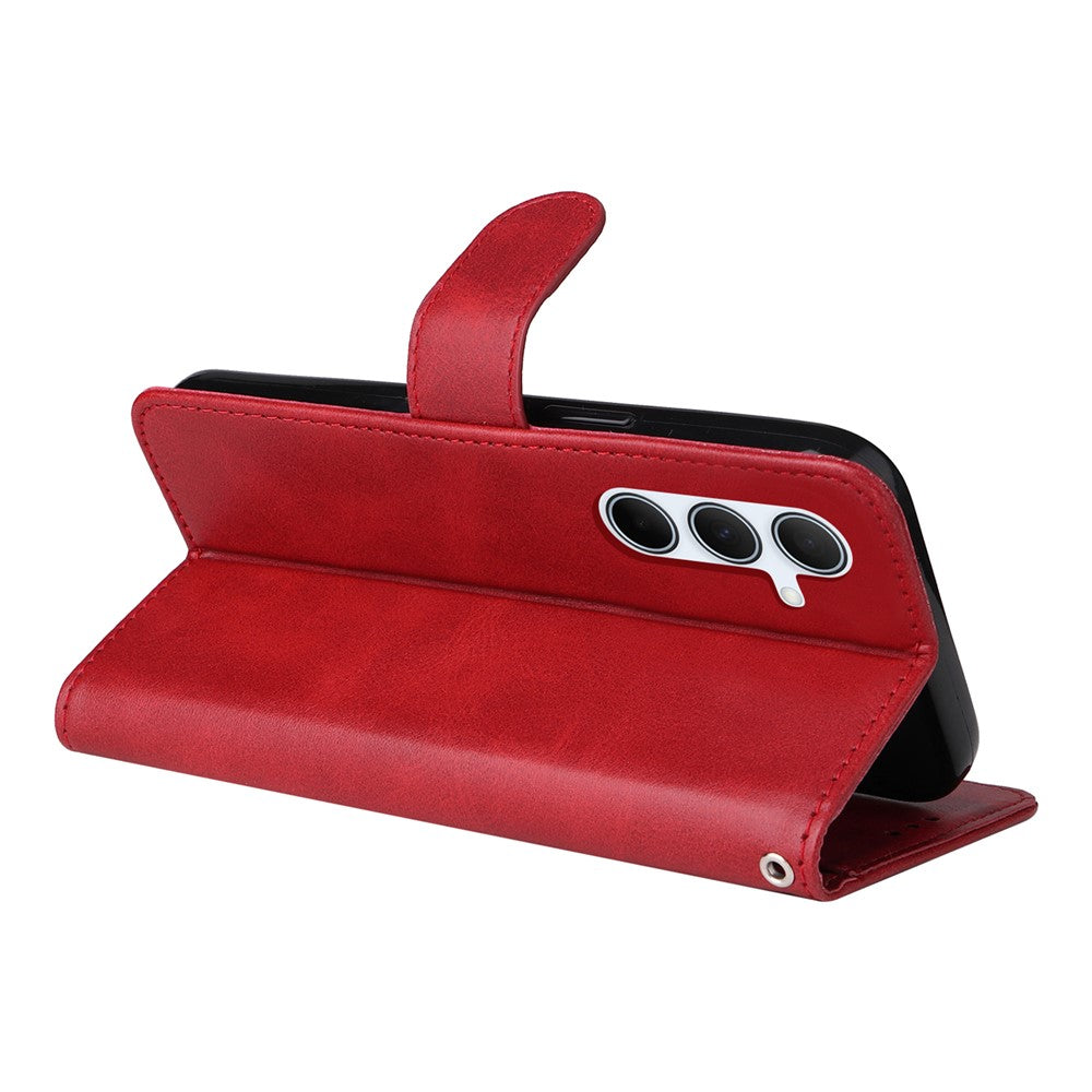 For Samsung Galaxy A56 5G Case Wallet PU Leather Folio Flip Phone Cover - Red