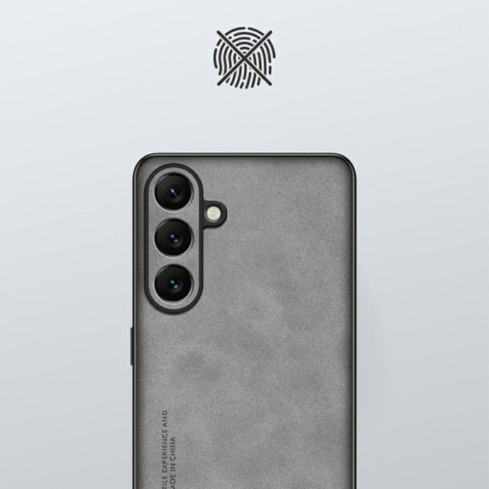 For Samsung Galaxy A26 5G Case Suede Leather Texture TPU + PU Phone Back Cover - Grey