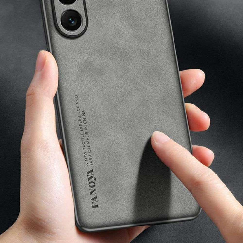 For Samsung Galaxy A26 5G Case Suede Leather Texture TPU + PU Phone Back Cover - Grey