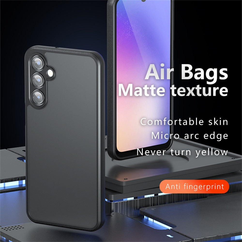 For Samsung Galaxy A56 5G Case Skin-Touch TPU + PC Matte Phone Back Cover, Transparent Black