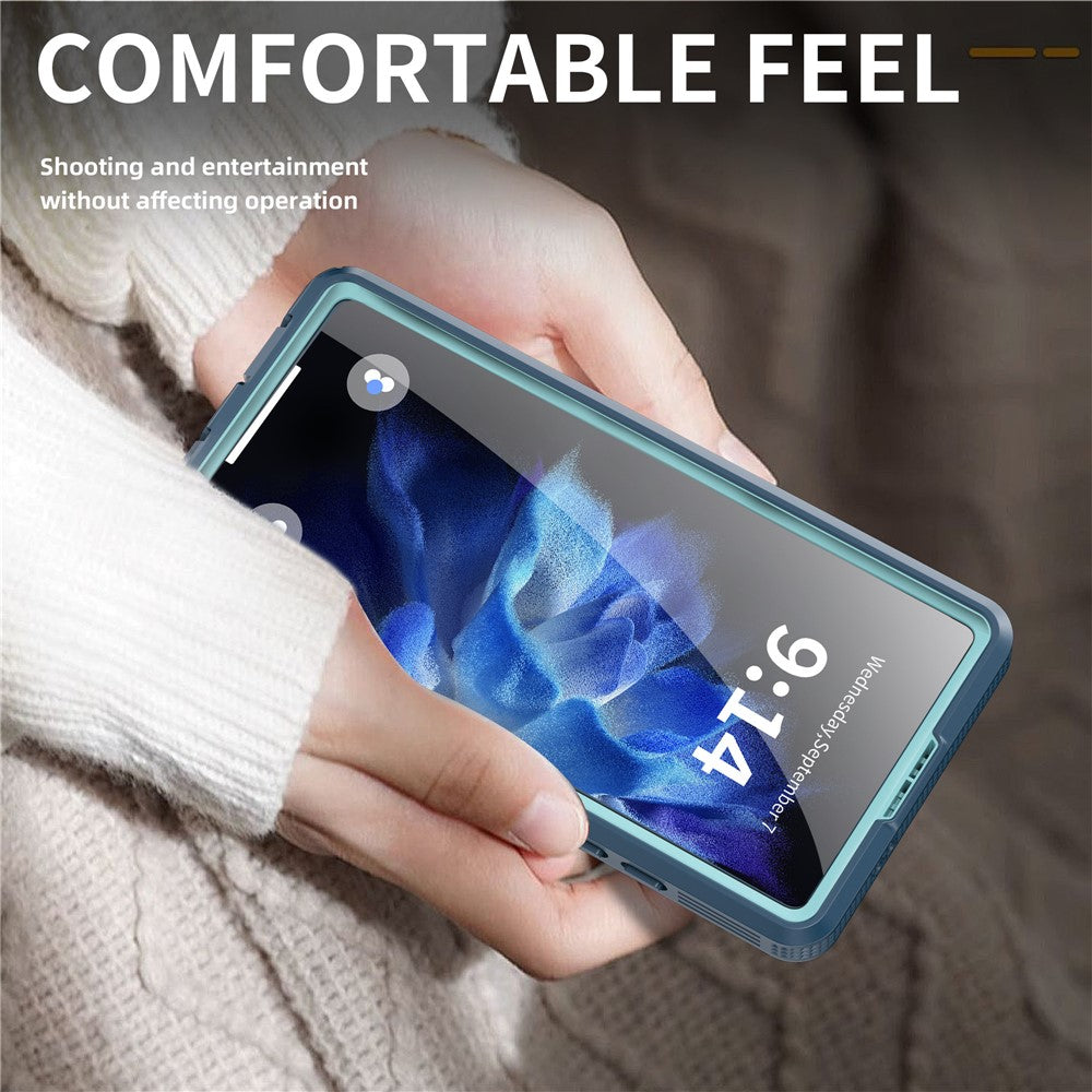 For Samsung Galaxy S25 Ultra IP68 Magnetic Case Clear Phone Cover - Lake Blue+Cyan