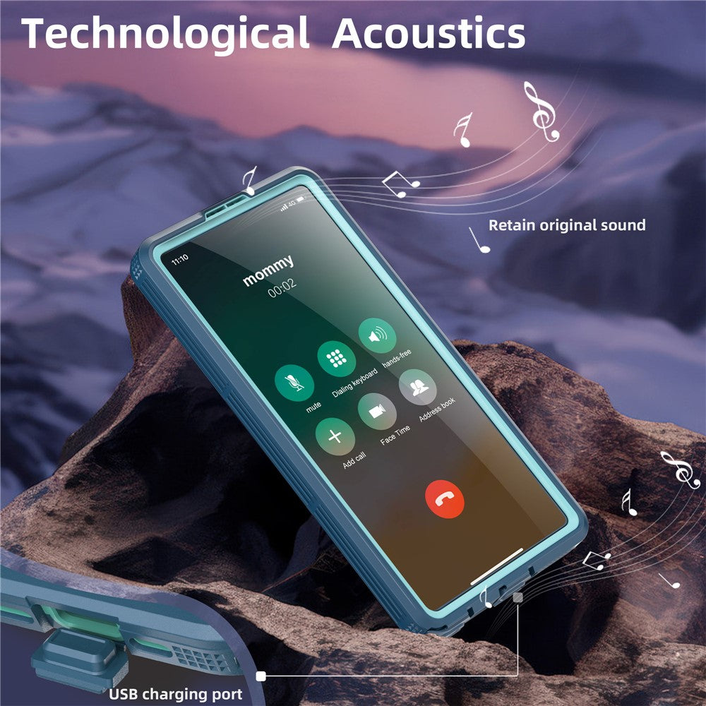 For Samsung Galaxy S25 Ultra IP68 Magnetic Case Clear Phone Cover - Lake Blue+Cyan