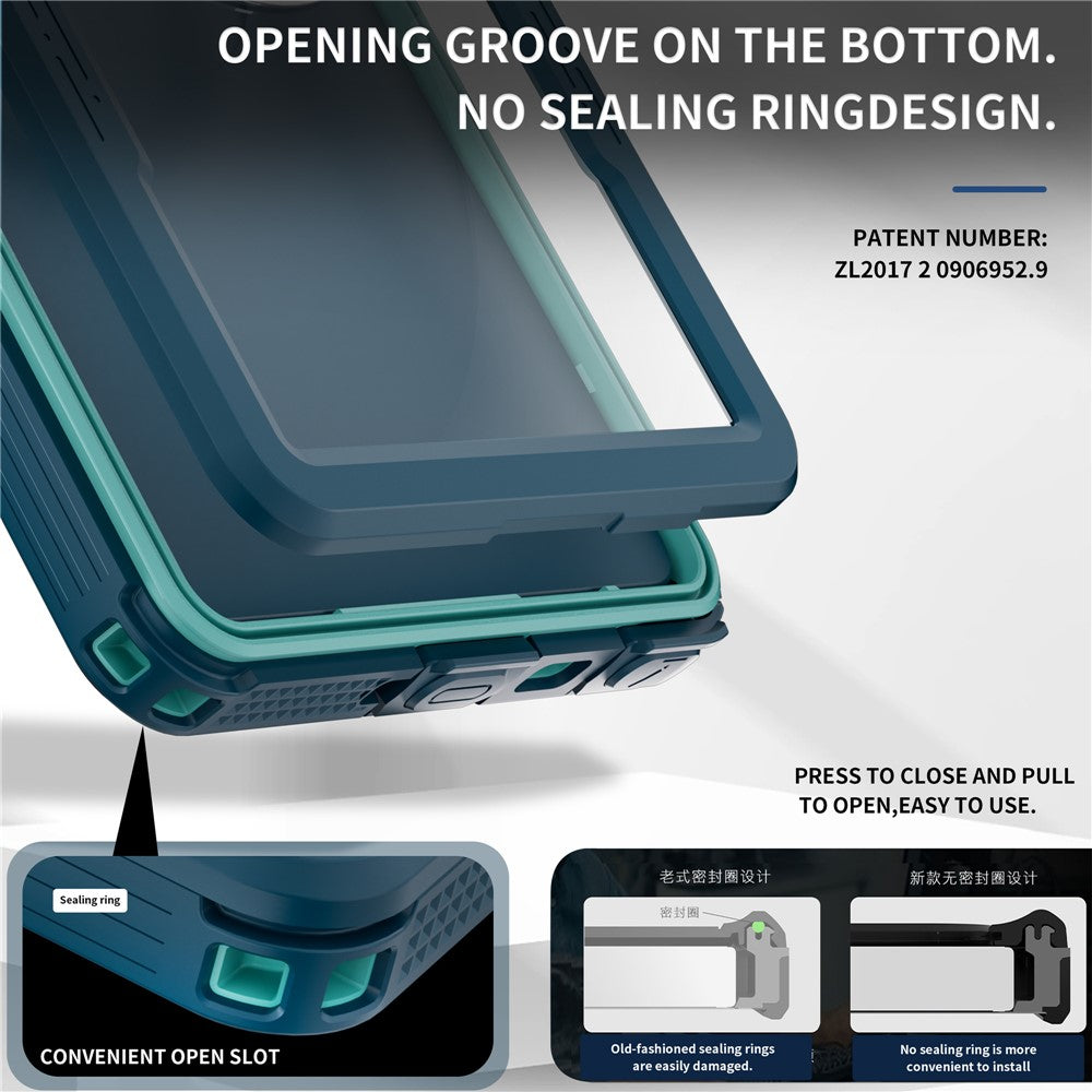 For Samsung Galaxy S25 Ultra IP68 Magnetic Case Clear Phone Cover - Lake Blue+Cyan