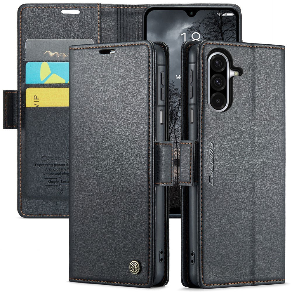 For Samsung Galaxy A26 5G Leather Case 3 Card Slot Mobile Cover - Black