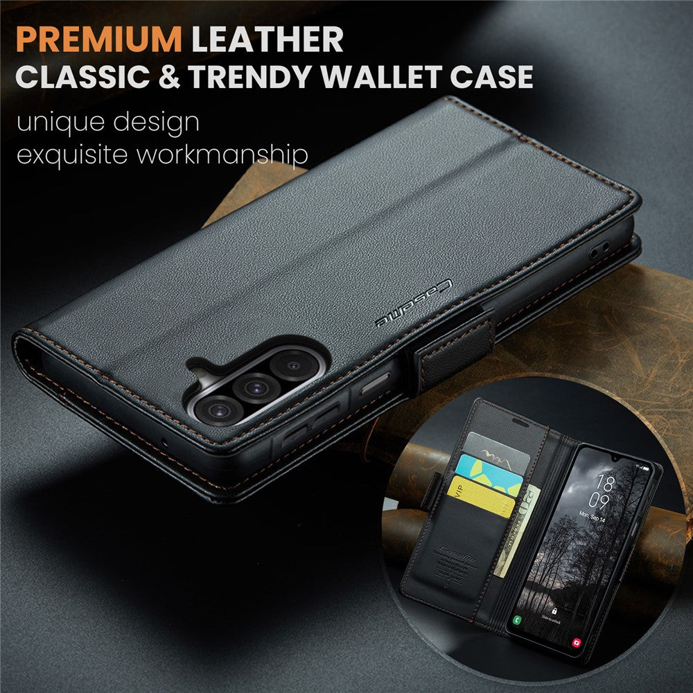 For Samsung Galaxy A26 5G Leather Case 3 Card Slot Mobile Cover - Black