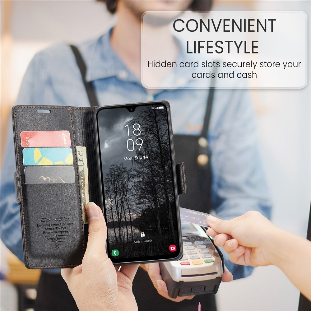 For Samsung Galaxy A26 5G Leather Case 3 Card Slot Mobile Cover - Black