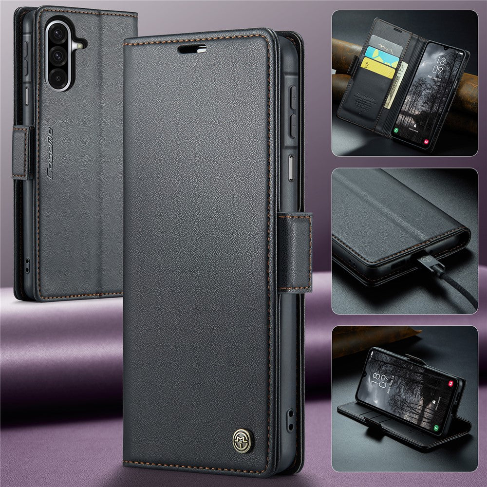 For Samsung Galaxy A26 5G Leather Case 3 Card Slot Mobile Cover - Black