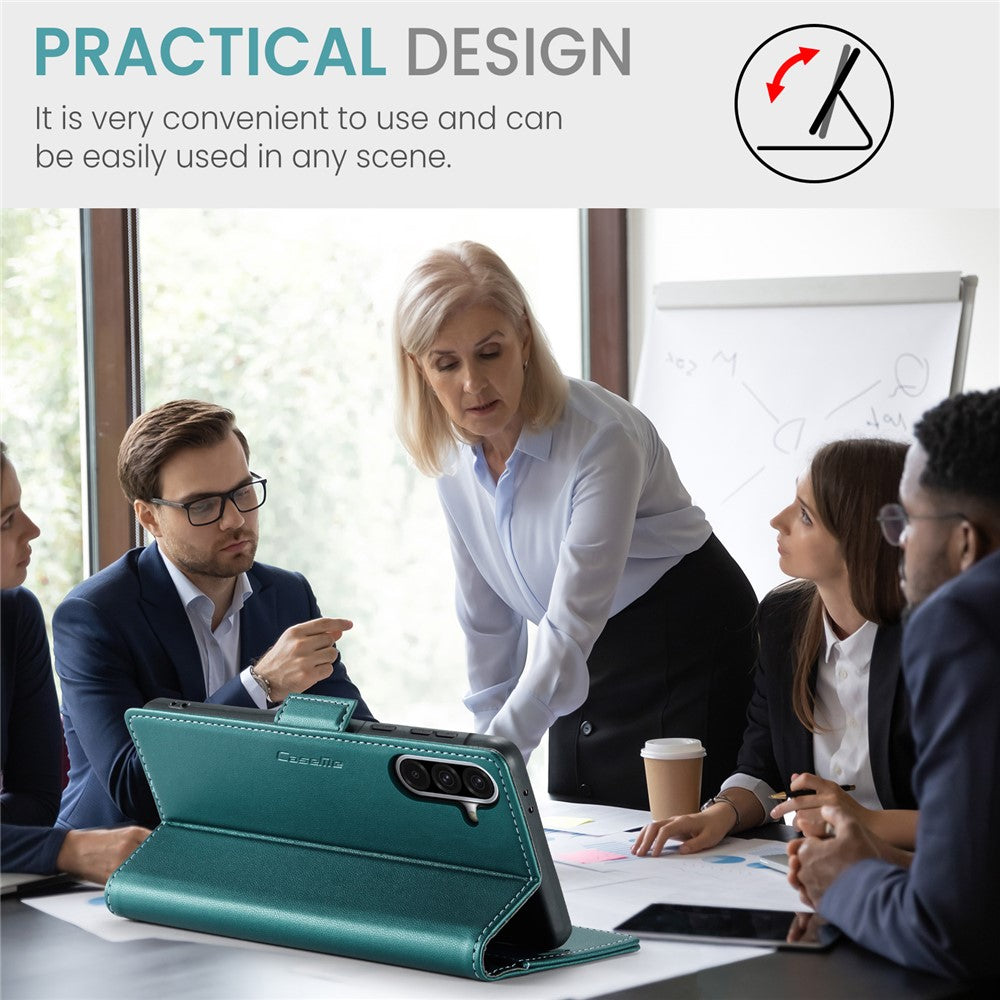 For Samsung Galaxy A56 5G Leather Case 3 Card Slot Mobile Cover - Green