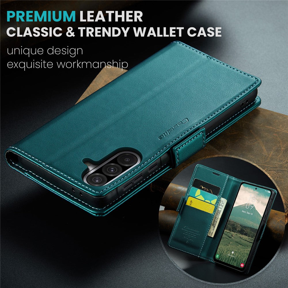 For Samsung Galaxy A56 5G Leather Case 3 Card Slot Mobile Cover - Green