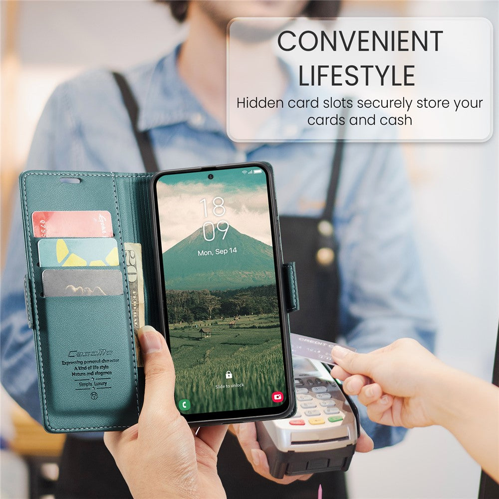 For Samsung Galaxy A56 5G Leather Case 3 Card Slot Mobile Cover - Green