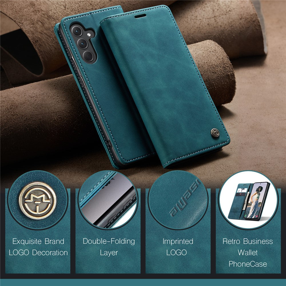 For Samsung Galaxy A56 5G Case Card Holder Stand Leather Phone Cover - Blue