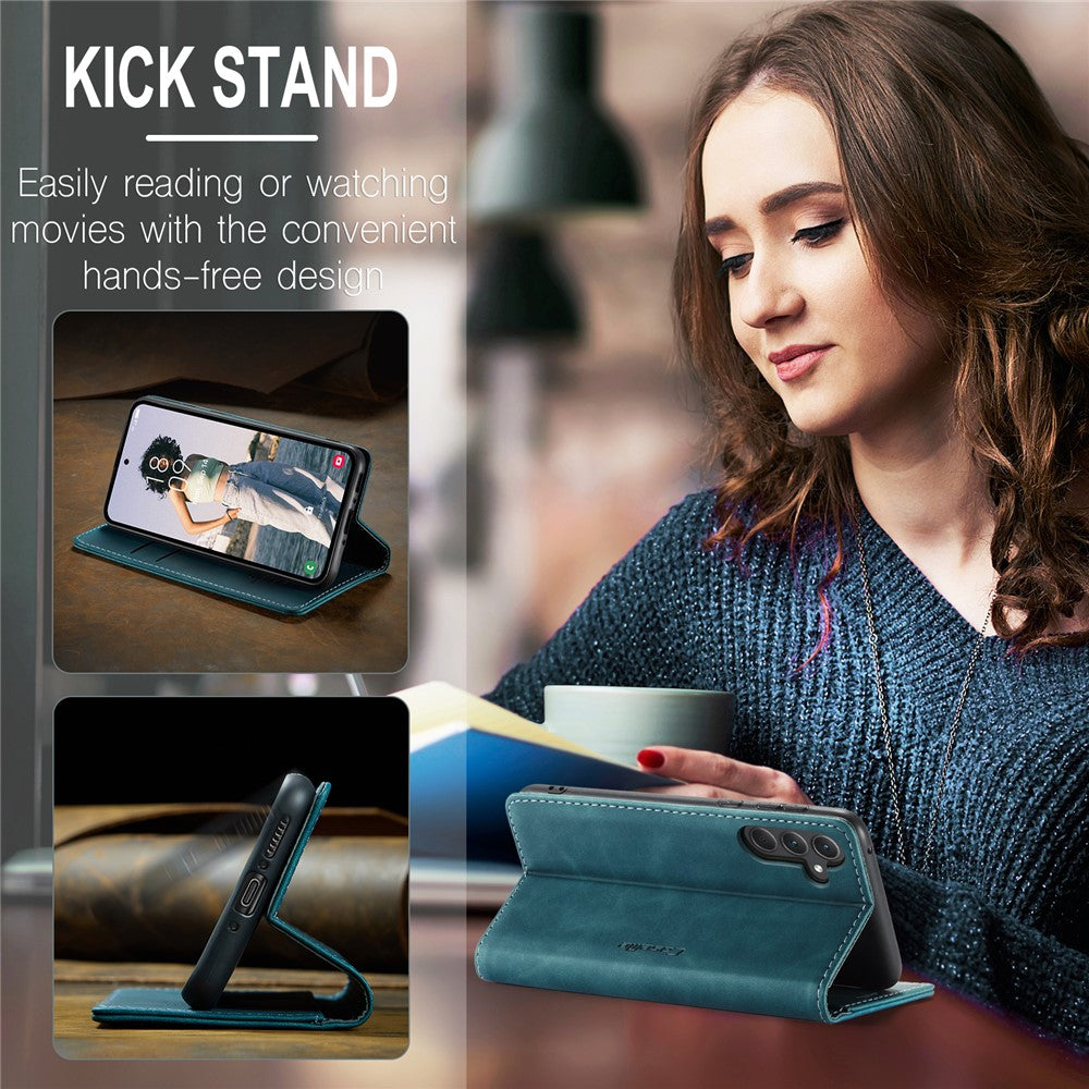 For Samsung Galaxy A56 5G Case Card Holder Stand Leather Phone Cover - Blue