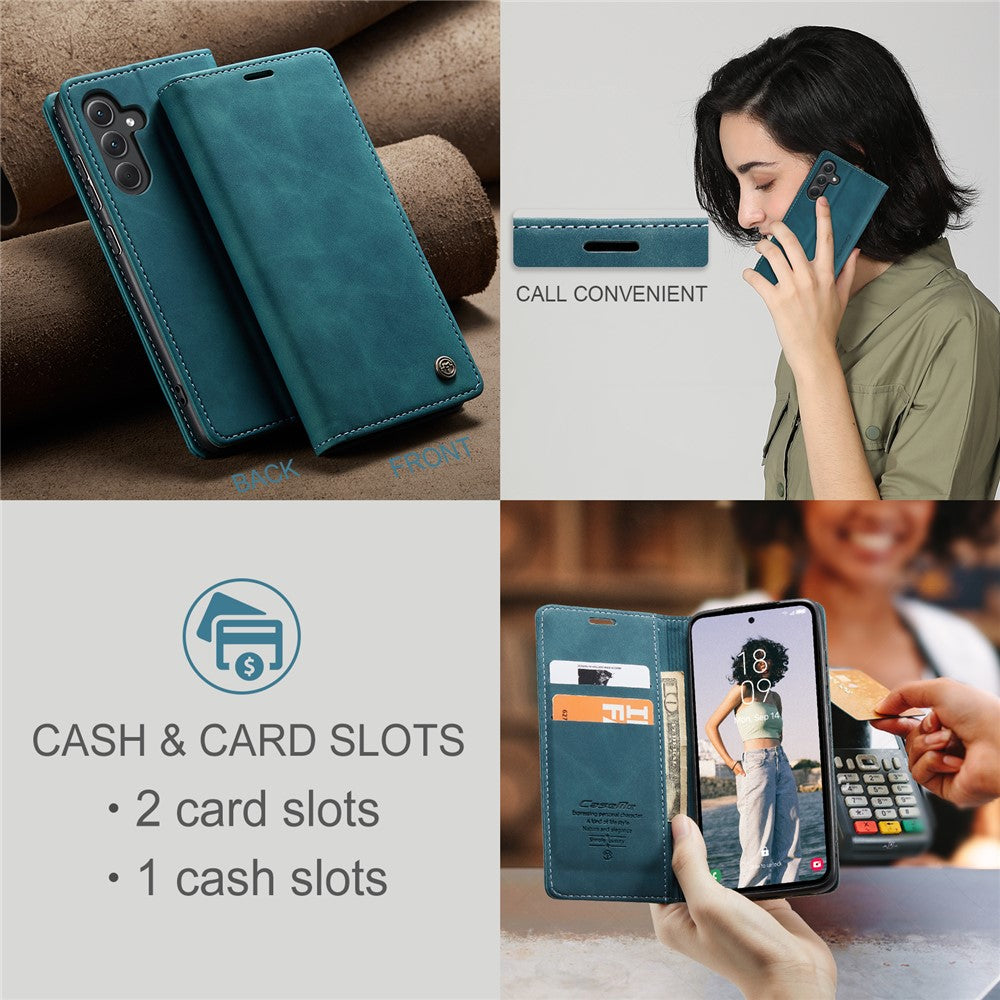 For Samsung Galaxy A56 5G Case Card Holder Stand Leather Phone Cover - Blue