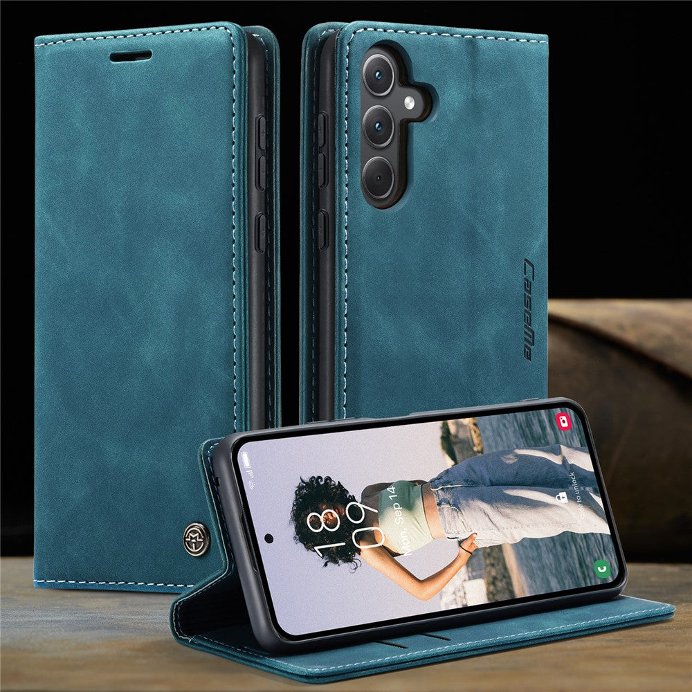 For Samsung Galaxy A56 5G Case Card Holder Stand Leather Phone Cover - Blue