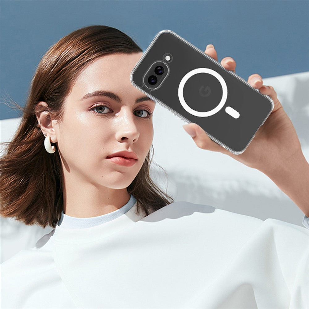 For Google Pixel 9a Clear Case TPU+Acrylic Magnetic Phone Cover