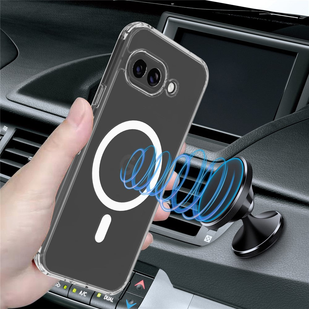 For Google Pixel 9a Clear Case TPU+Acrylic Magnetic Phone Cover