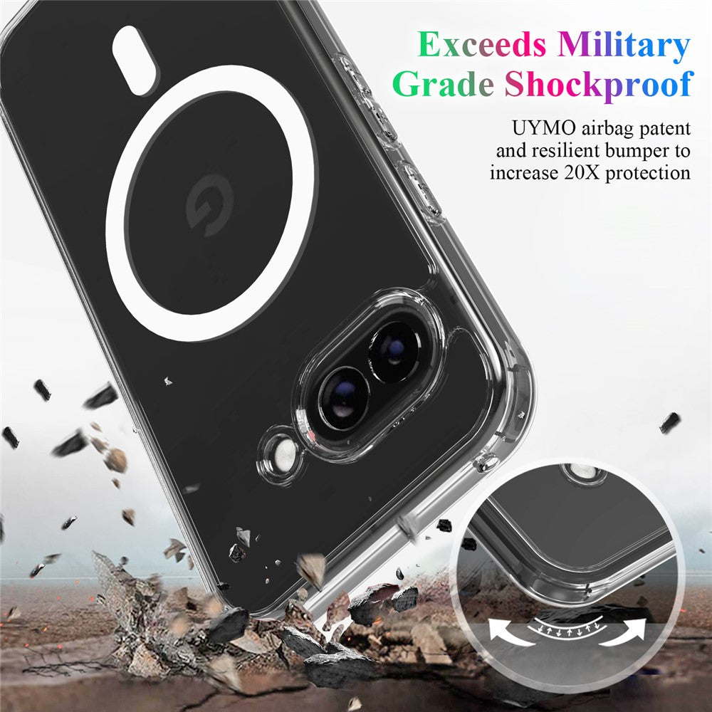 For Google Pixel 9a Clear Case TPU+Acrylic Magnetic Phone Cover