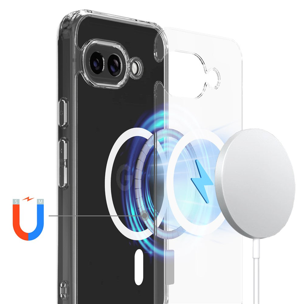 For Google Pixel 9a Clear Case TPU+Acrylic Magnetic Phone Cover